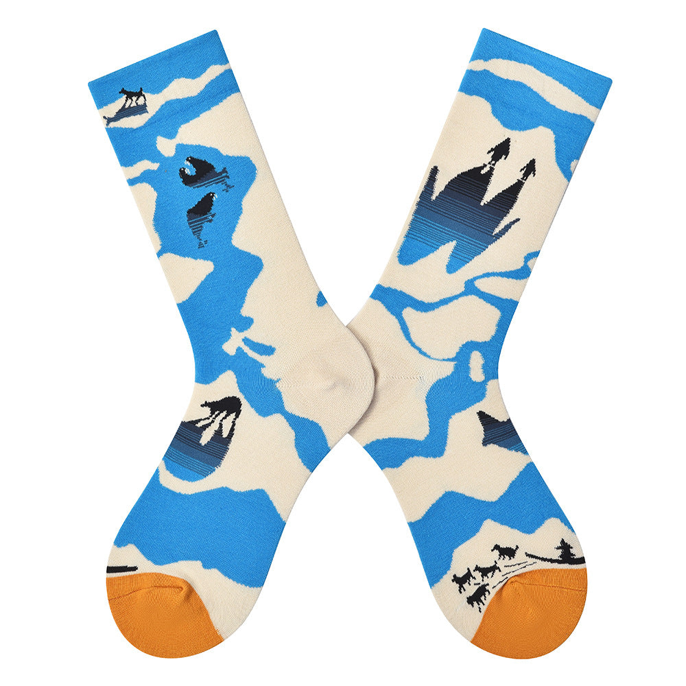 Women’s French-Inspired Colorblock Tube Socks – Modern Casual Fashion Socks