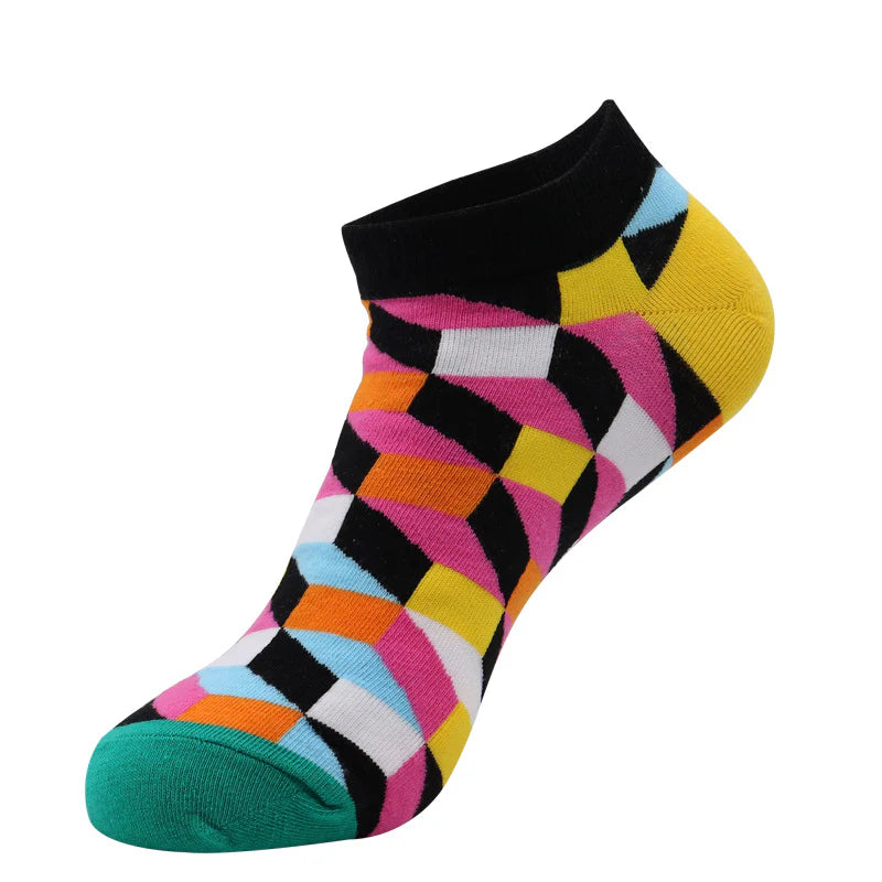 Unisex Playful Summer No-Show Socks – Fruit Animal Geometric Cotton Boat Socks