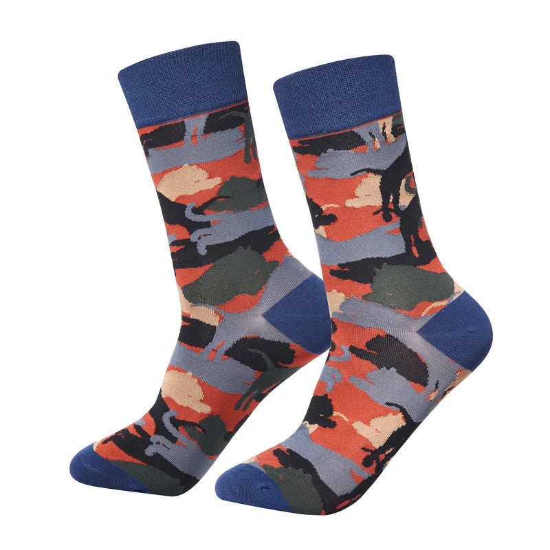 Men’s Urban Doodle Mid-Calf Socks – Smooth-Toe Artistic Casual Socks