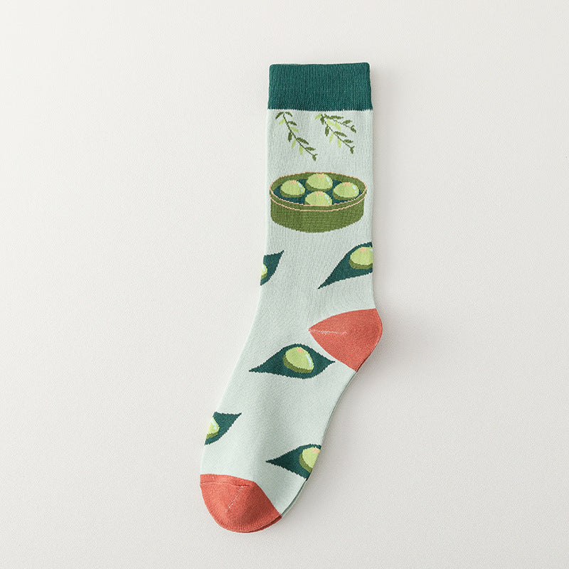 Women’s Ramen & Hot Pot Crew Socks – Funny Food Pattern Socks for Fall Winter