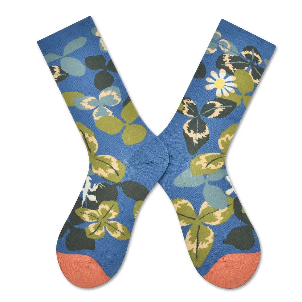 Women’s Sepia Woodland Gallery Crew Socks – French-Inspired Retro Fashion Socks