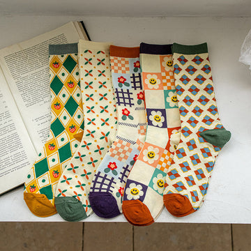 Cute Patterned Crew Socks for Women