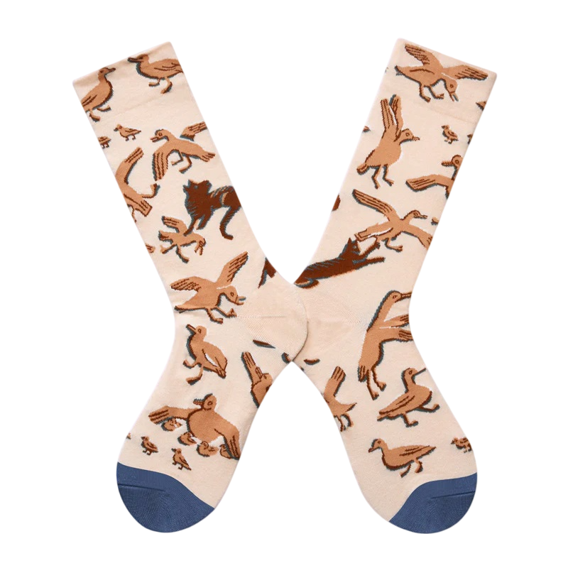 Women’s Botanical Field High Socks – Rustic Woodland Autumn Fashion Socks