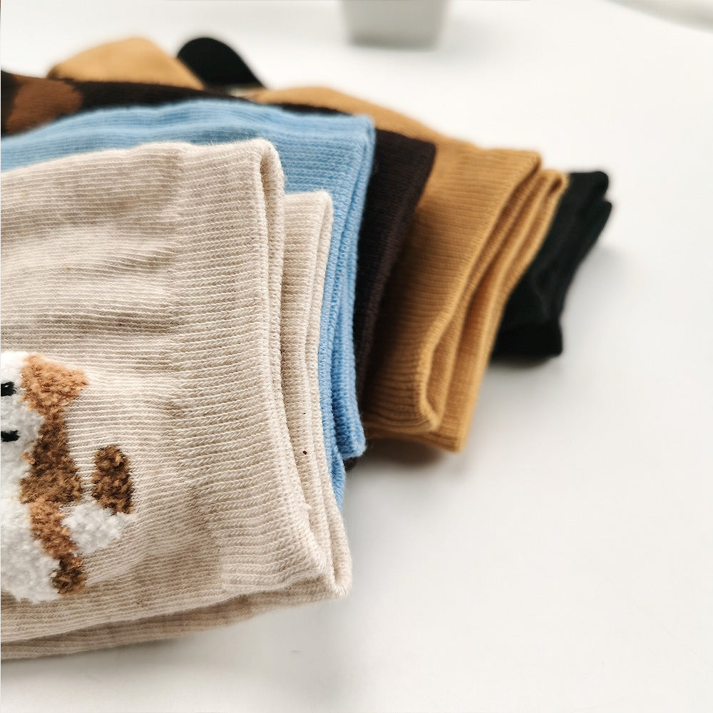 Women’s Campus Animal Crew Socks – Cute Moisture-Absorbing Cotton Socks