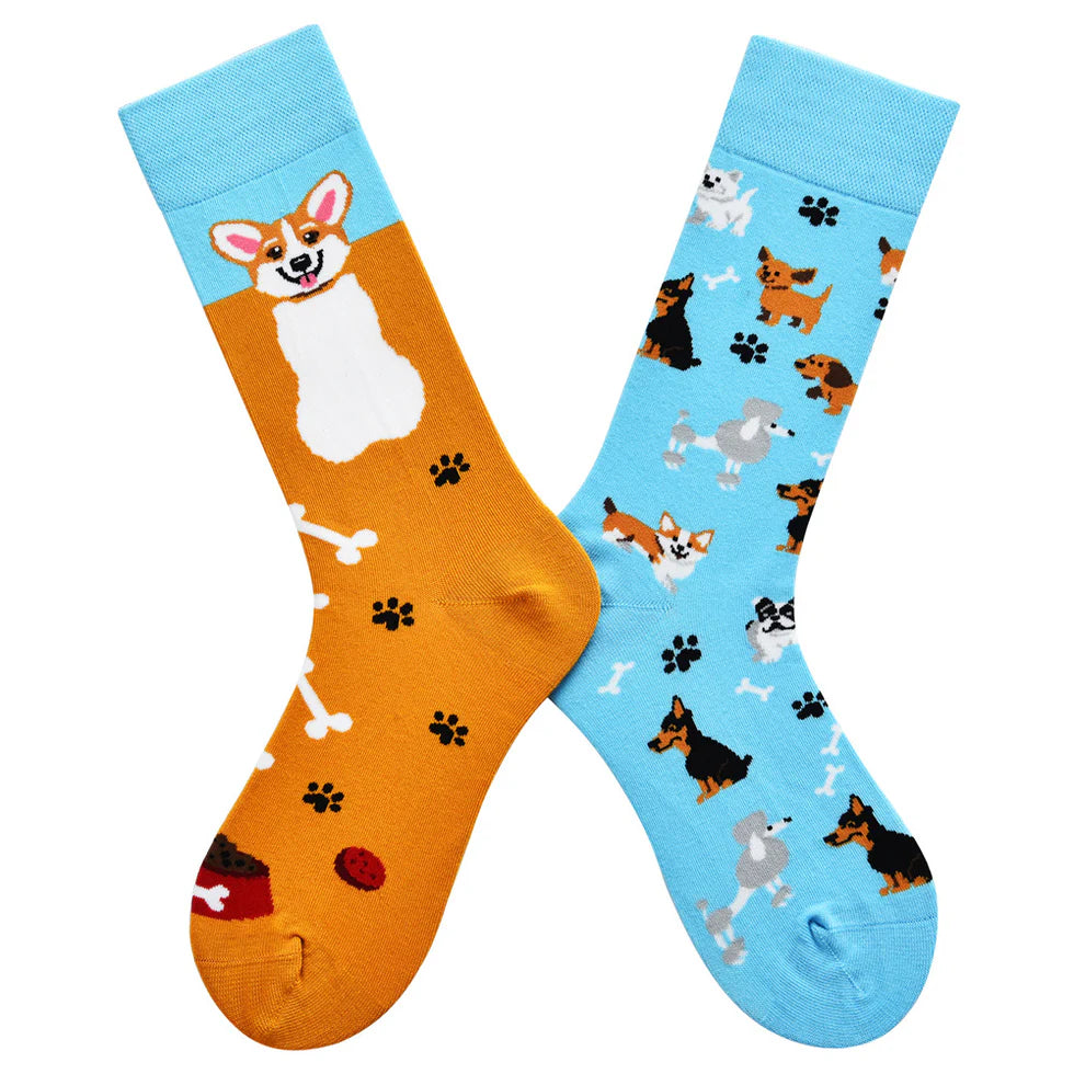 Women’s Split-Design Jacquard Crew Socks – Hand-Linked Cotton-Blend Novelty Socks