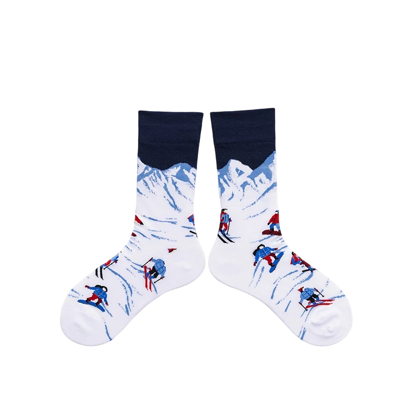 Unisex Illustrated Pop Crew Socks – Colorful Autumn Winter Matching Socks
