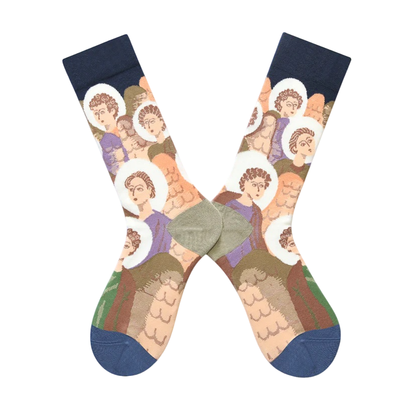 Women’s Botanical Field High Socks – Rustic Woodland Autumn Fashion Socks