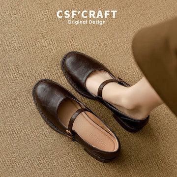 Women’s Sheepskin Block-Heel Mary Jane Shoes