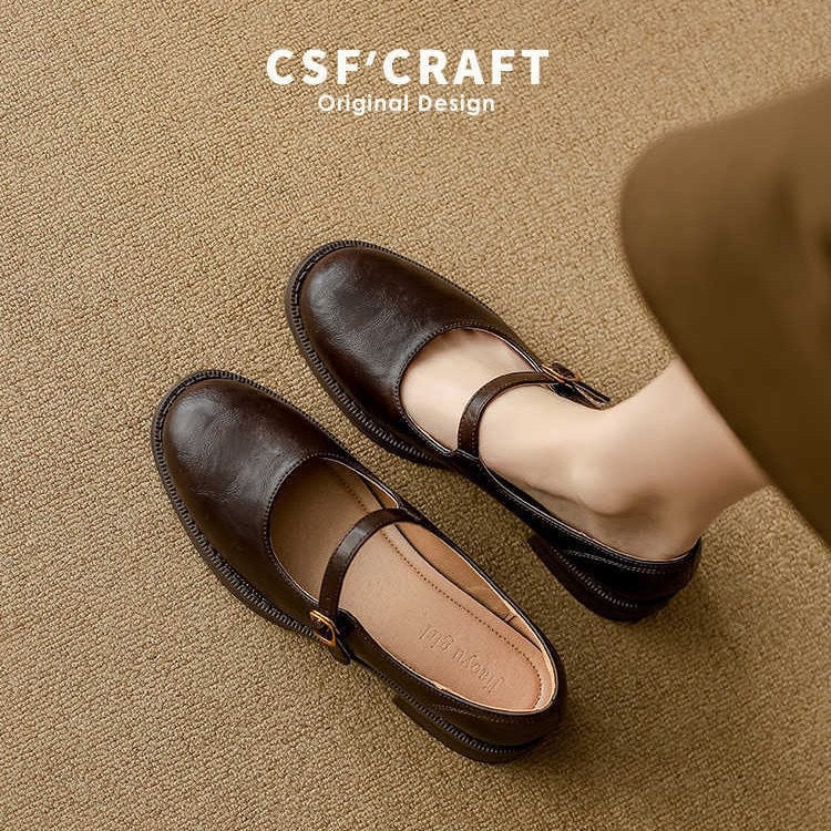 Women’s Sheepskin Block-Heel Mary Jane Shoes