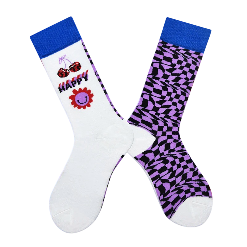 Women’s Colorful Woodland Animal High-Crew Socks – Nordic-Inspired Geometric Socks