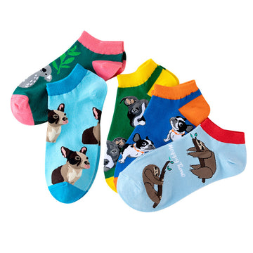 Unisex Animal Print No-Show Socks – Thin Cotton Spring Summer Boat Socks