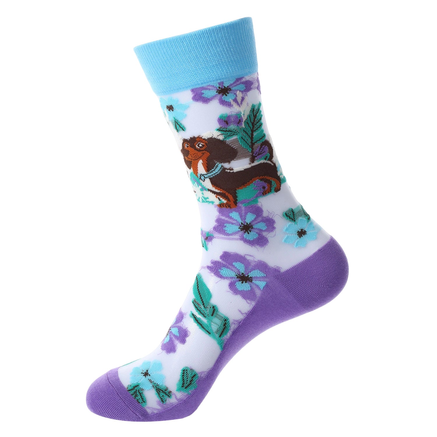 Sheer Floral Butterfly Crew Socks
