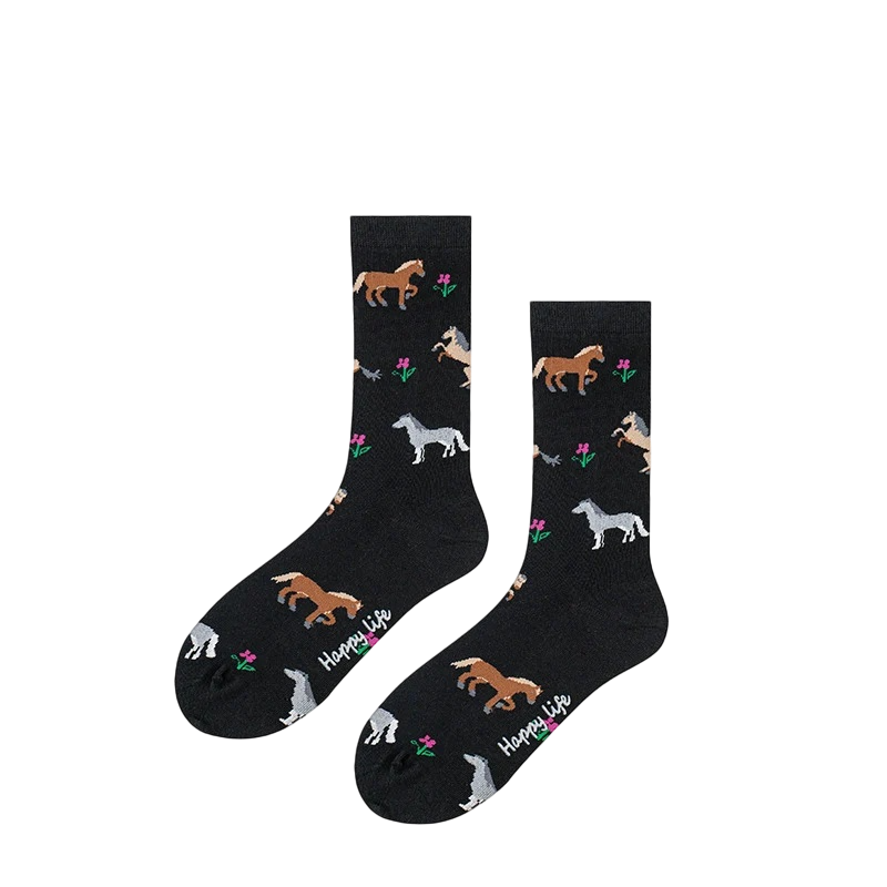 Women’s Painterly Woodland Crew Socks – Japanese-Inspired Cotton-Blend Socks