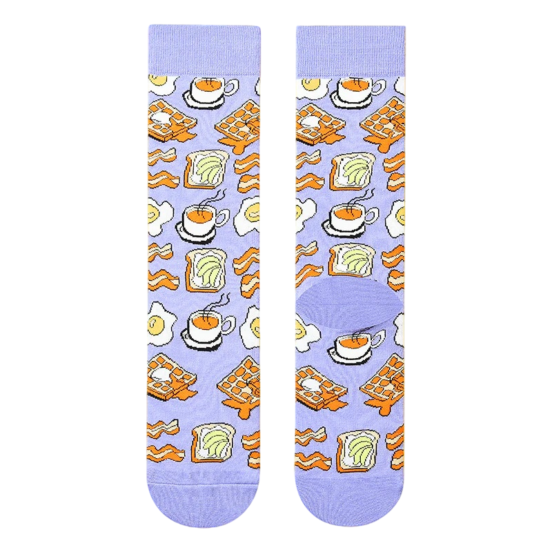 Women’s Cartoon Portrait Straight-Cuff Socks – Fun Everyday Cotton-Blend Socks