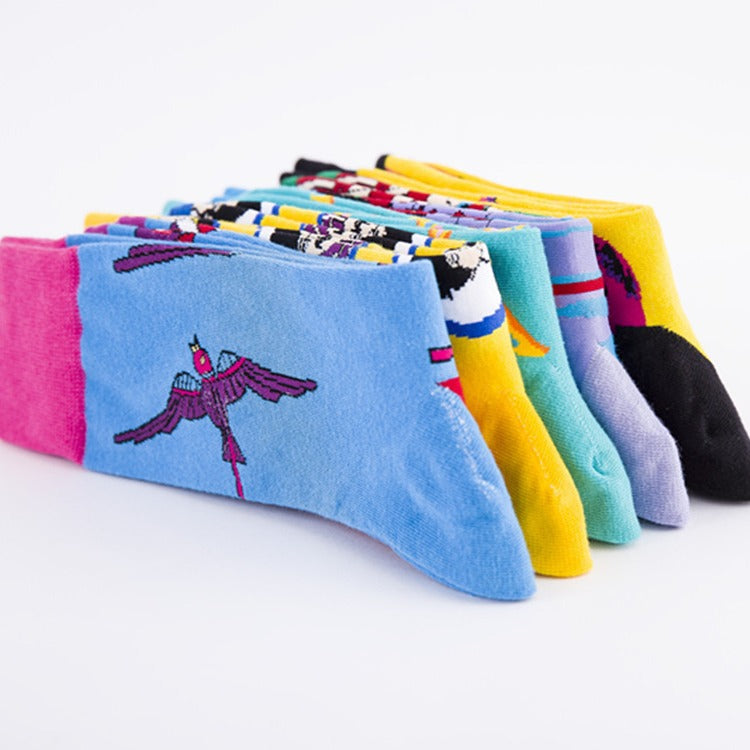 Illustration Crew Socks - Purple Bird