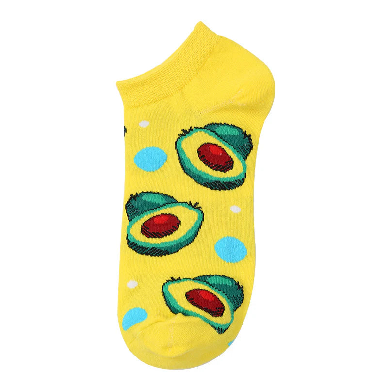 Unisex Playful Fruit Low Cut Socks – Lightweight Cotton Summer Boat Socks