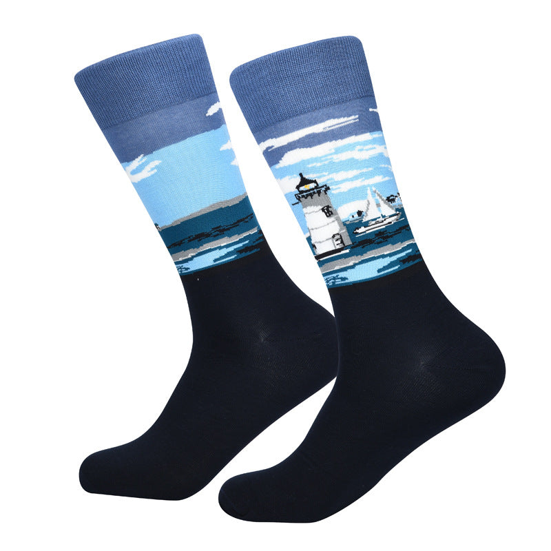 Men’s Gallery Graffiti Tube Socks – Soft Combed Cotton-Blend Casual Socks