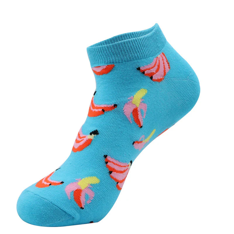 Men’s Fruit Print No-Show Socks – Lightweight Cotton-Blend Summer Socks