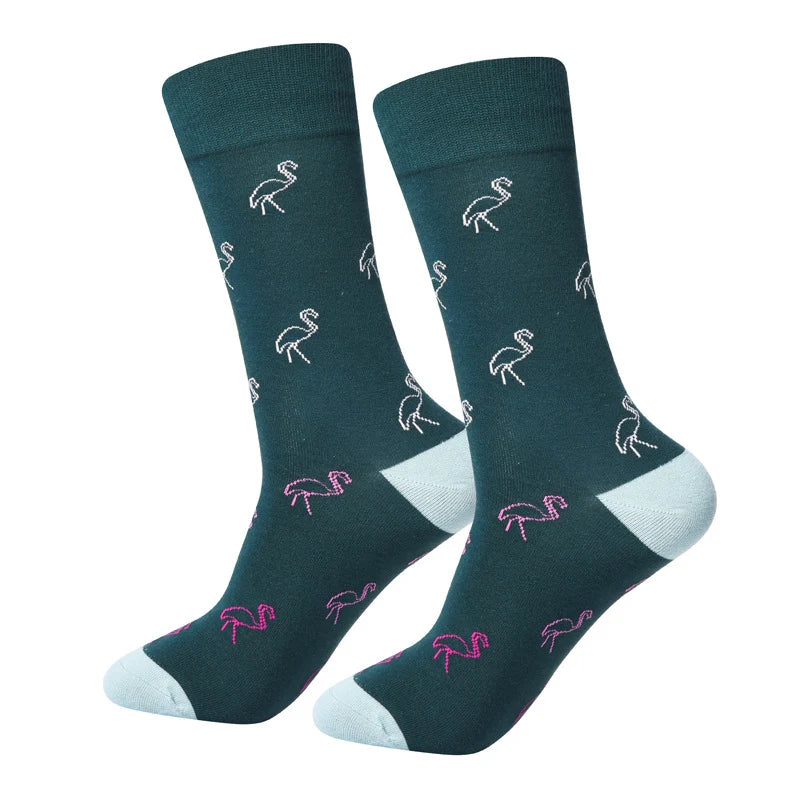 Men’s Street Art Illustration Long Socks – Retro Cotton-Blend Crew Socks