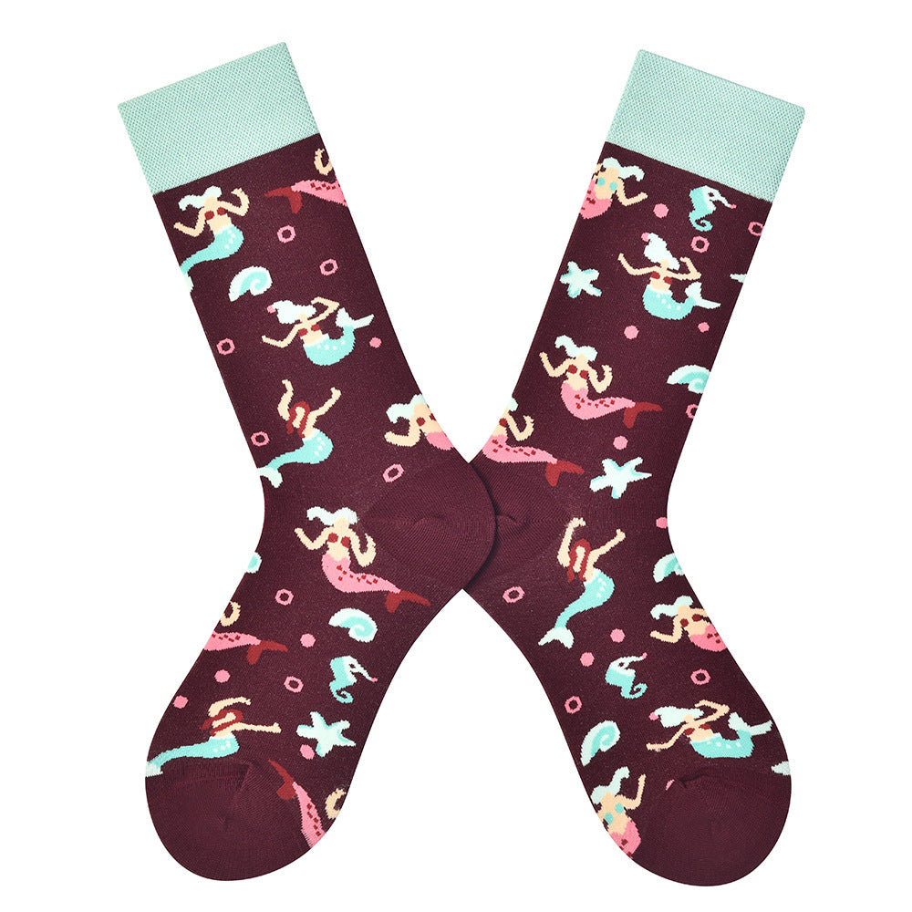 Unisex Nostalgic Character Long Crew Socks – Color-Pop Casual Matching Socks