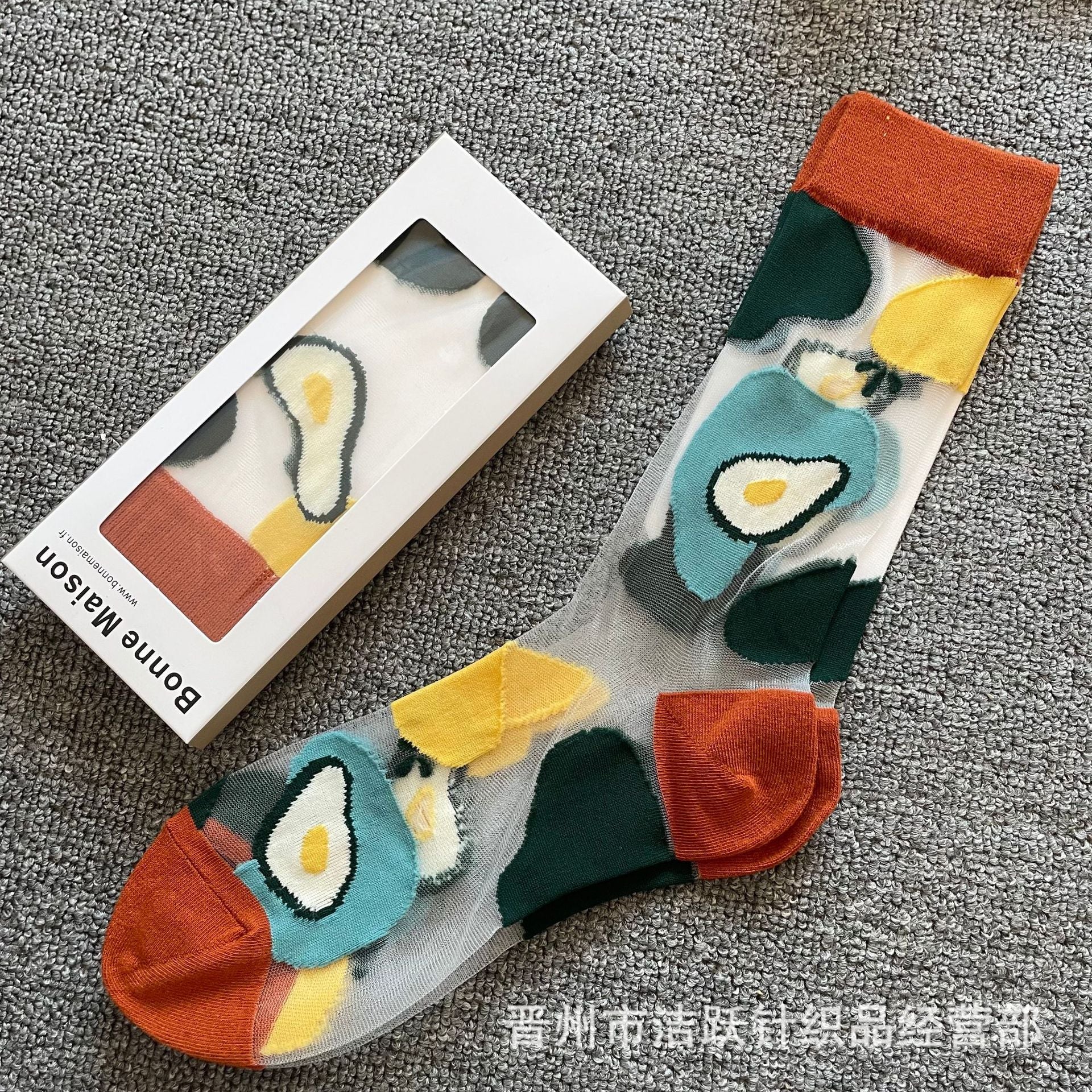 Bonne Sheer Pattern Crew Socks - Design 23