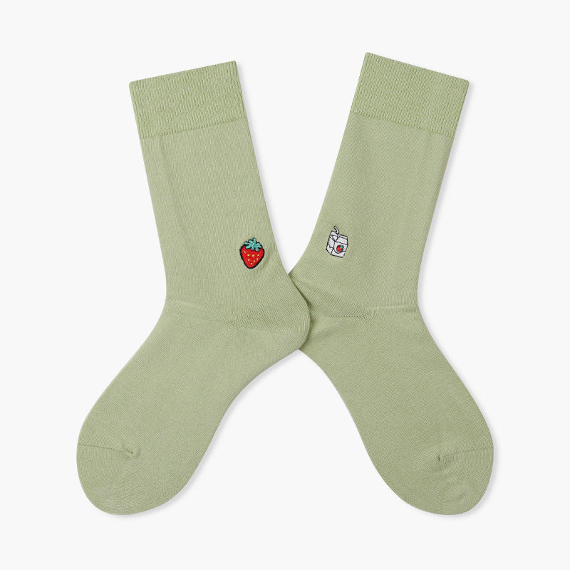Unisex Berry Stitch Mid-Calf Socks – Combed Cotton-Blend Matching Everyday Socks