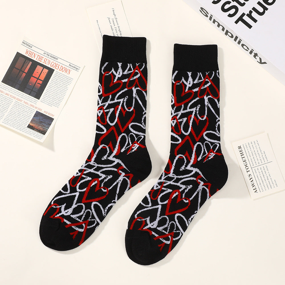 Unisex Playful Cartoon Tall Crew Socks – Breathable Printed Casual Socks