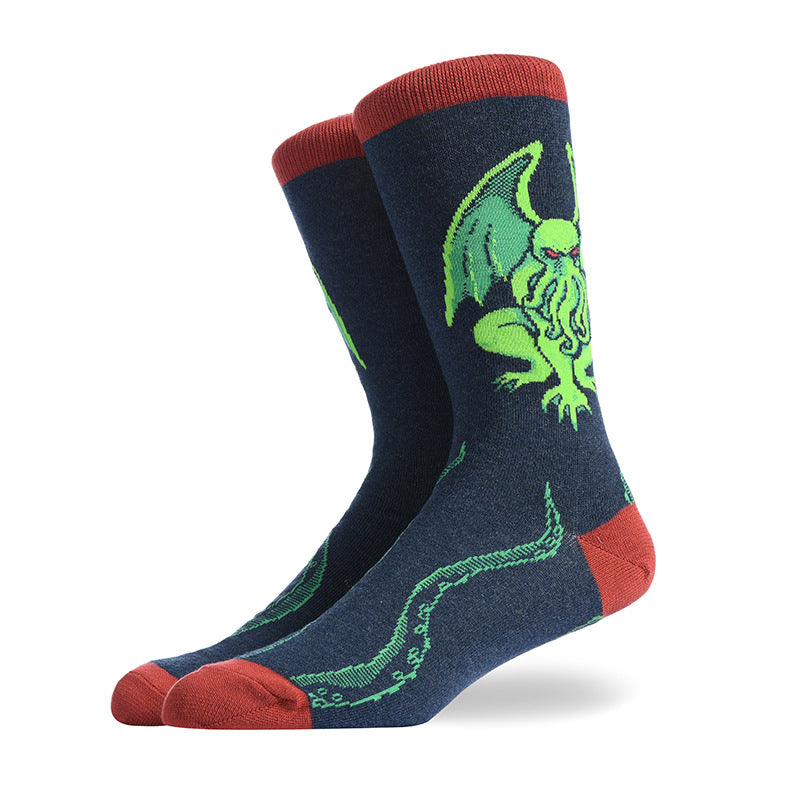 Men’s Street Food Crew Socks – Quirky Burger and French Fry Everyday Socks