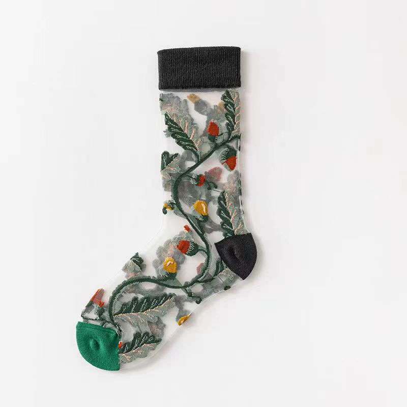 Nature Stories Sheer Art Crew Socks - Durian