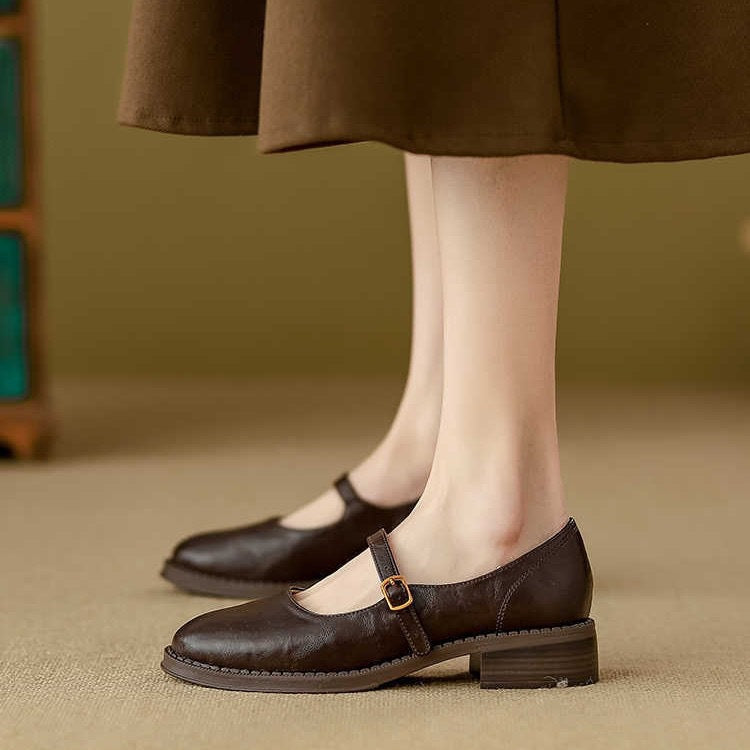 Women’s Sheepskin Block-Heel Mary Jane Shoes