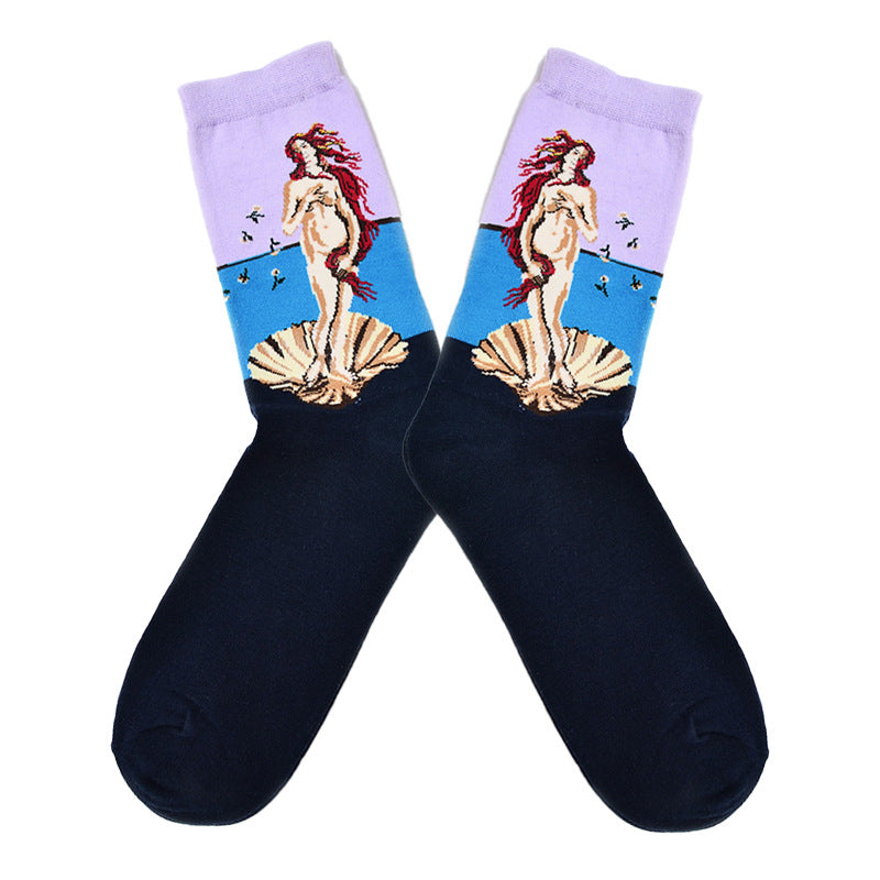 Unisex Offbeat Mid-Calf Socks – Playful Urban Cotton-Blend Casual Socks