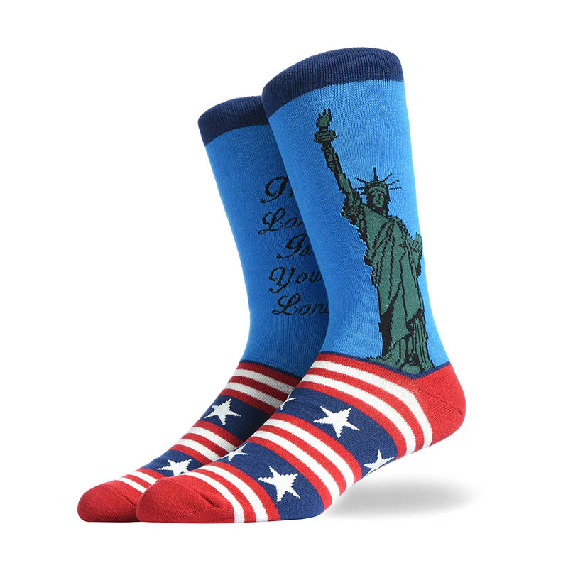 Men’s Fast Food Graphic Long Socks – Playful Casual Cotton-Blend Socks
