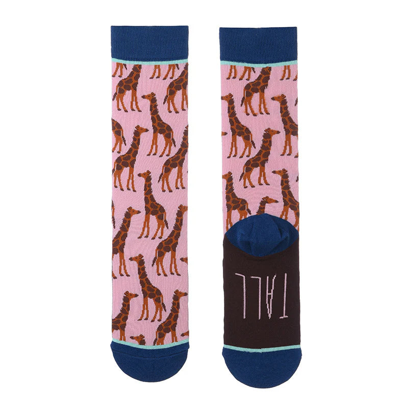 Women’s Cactus Graffiti Long Crew Socks – Botanical Cotton-Blend Fall Winter Socks