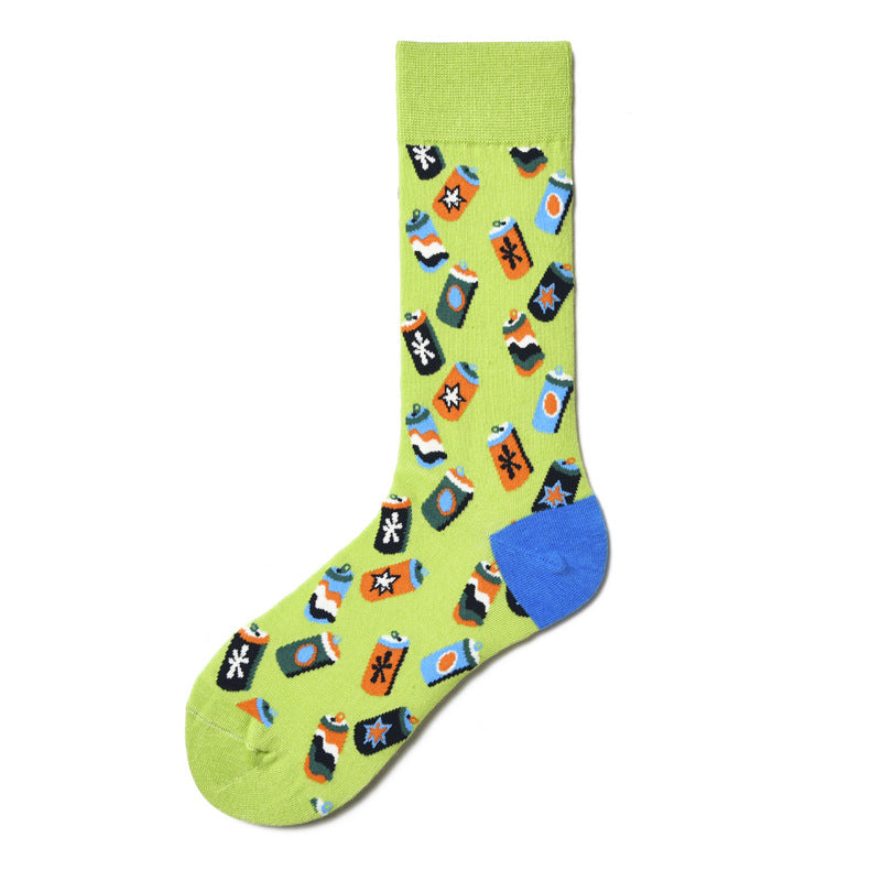 Women’s Retro Diner Mid-Calf Socks – Playful Hamburger Novelty Socks
