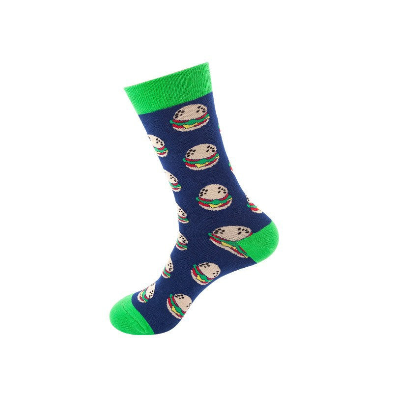 Unisex Sweet Treat Graphic Crew Socks – Novelty Polyester Couple Socks for Fall Winter