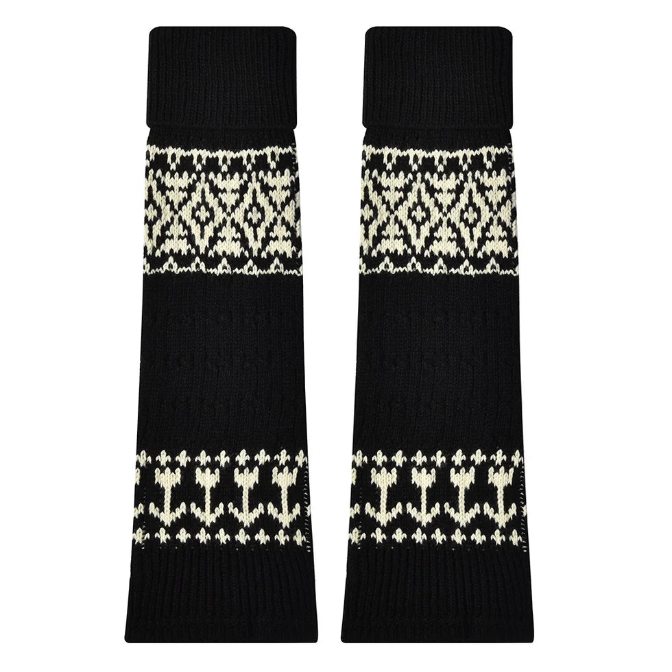 Women’s Nordic Heritage Boot Warmers – Cozy Patterned Mid-Calf Knit Covers