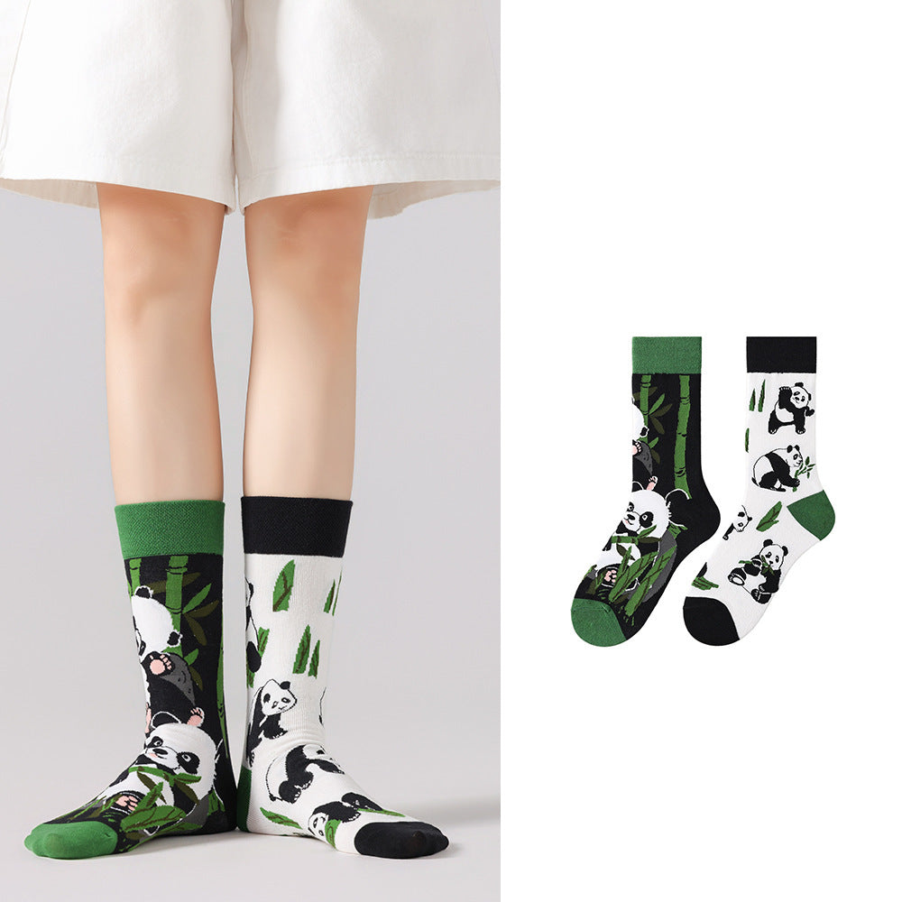 Odd Pair Stories Jacquard Crew Socks