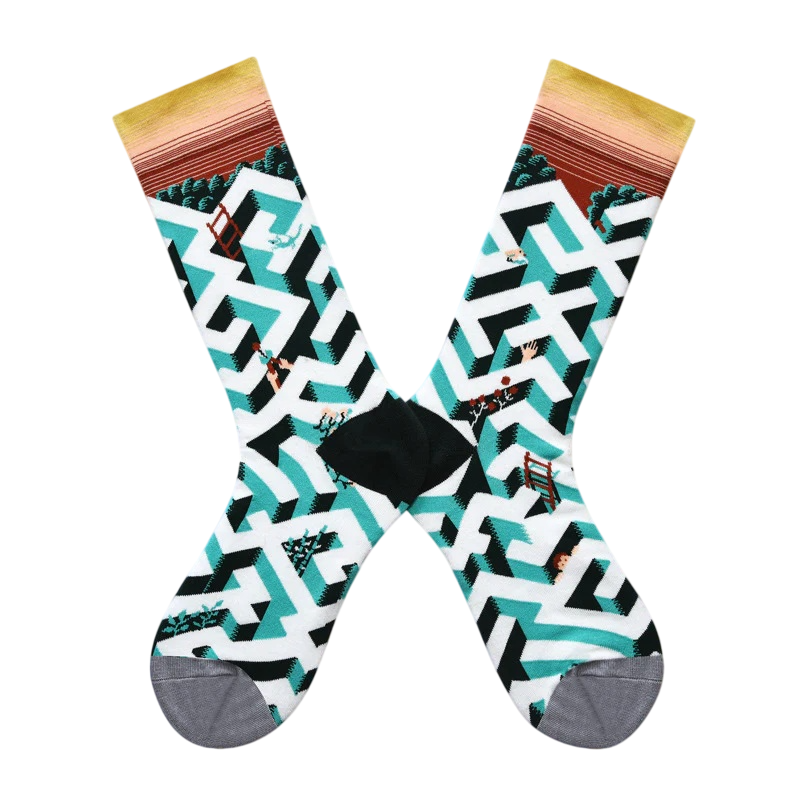 Women’s Herbarium High-Crew Socks – Vintage Plant-Inspired Autumn Socks