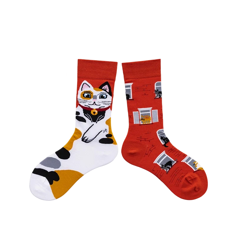 Unisex Split-Pair Cartoon Crew Socks – Creative Cotton-Blend Fall Winter Socks
