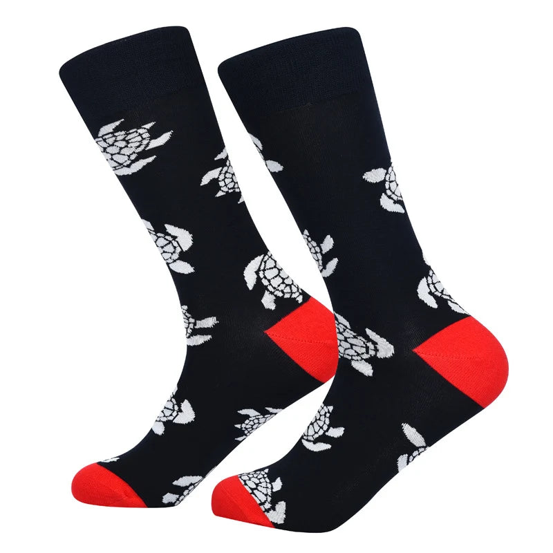 Men’s Creative Linework Crew Socks – Relaxed Cool-Season Fashion Socks