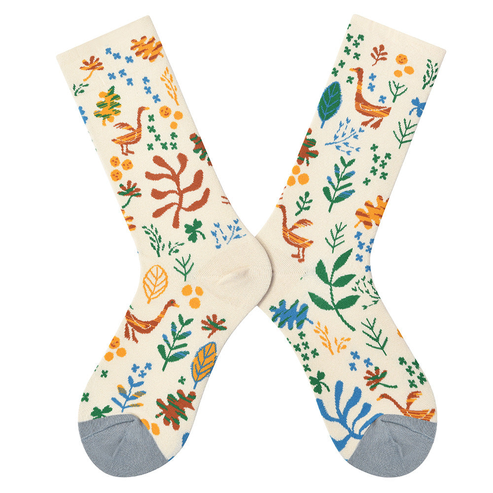 Women’s French-Inspired Colorblock Tube Socks – Modern Casual Fashion Socks