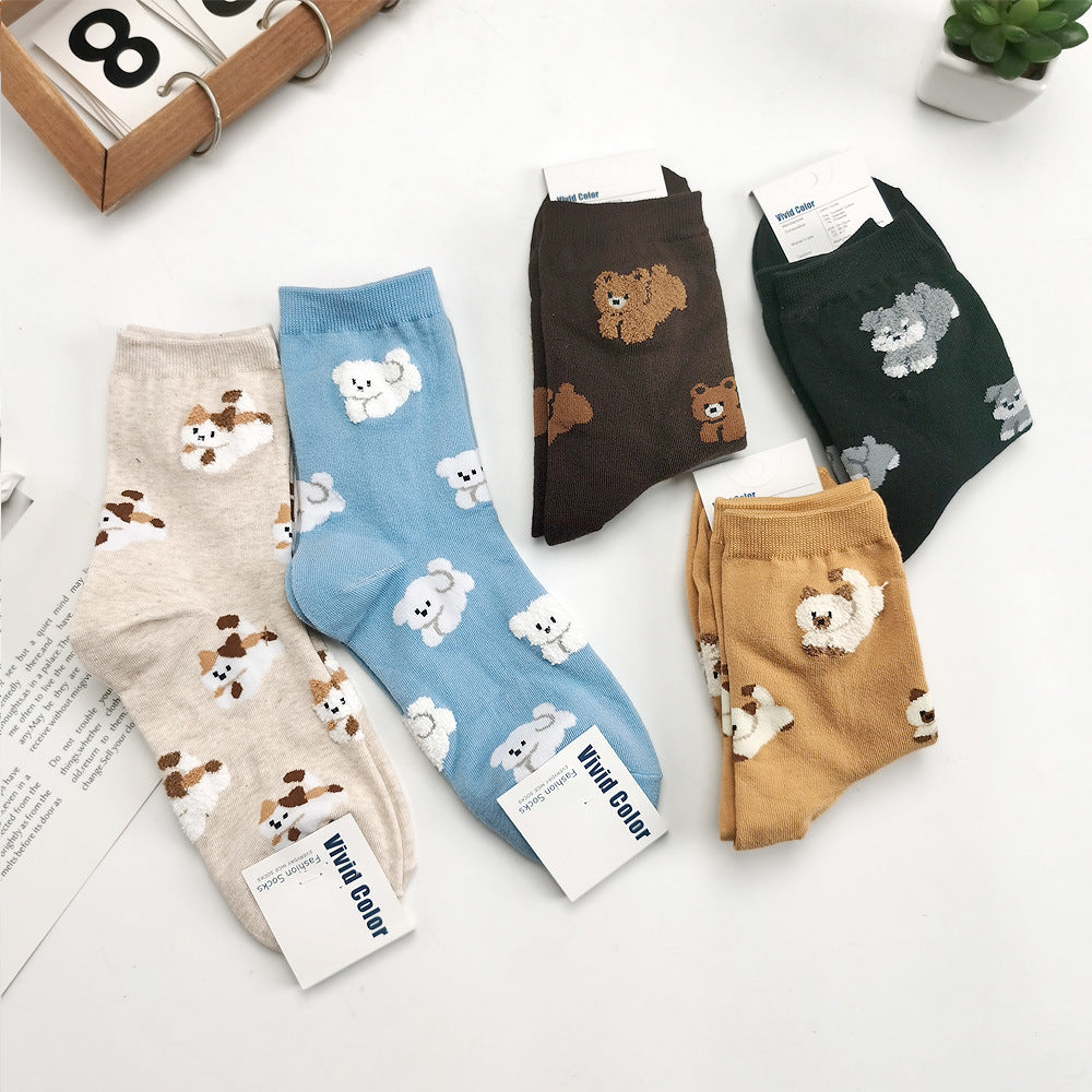 Women’s Campus Animal Crew Socks – Cute Moisture-Absorbing Cotton Socks