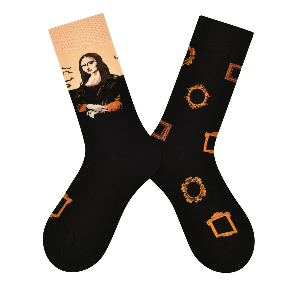 Women’s Asymmetric Jacquard Mid-Calf Socks – Creative All-Season Casual Socks