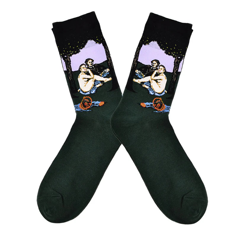 Men’s Harajuku-Inspired Crew Socks – Creative Cotton-Blend Streetwear Socks