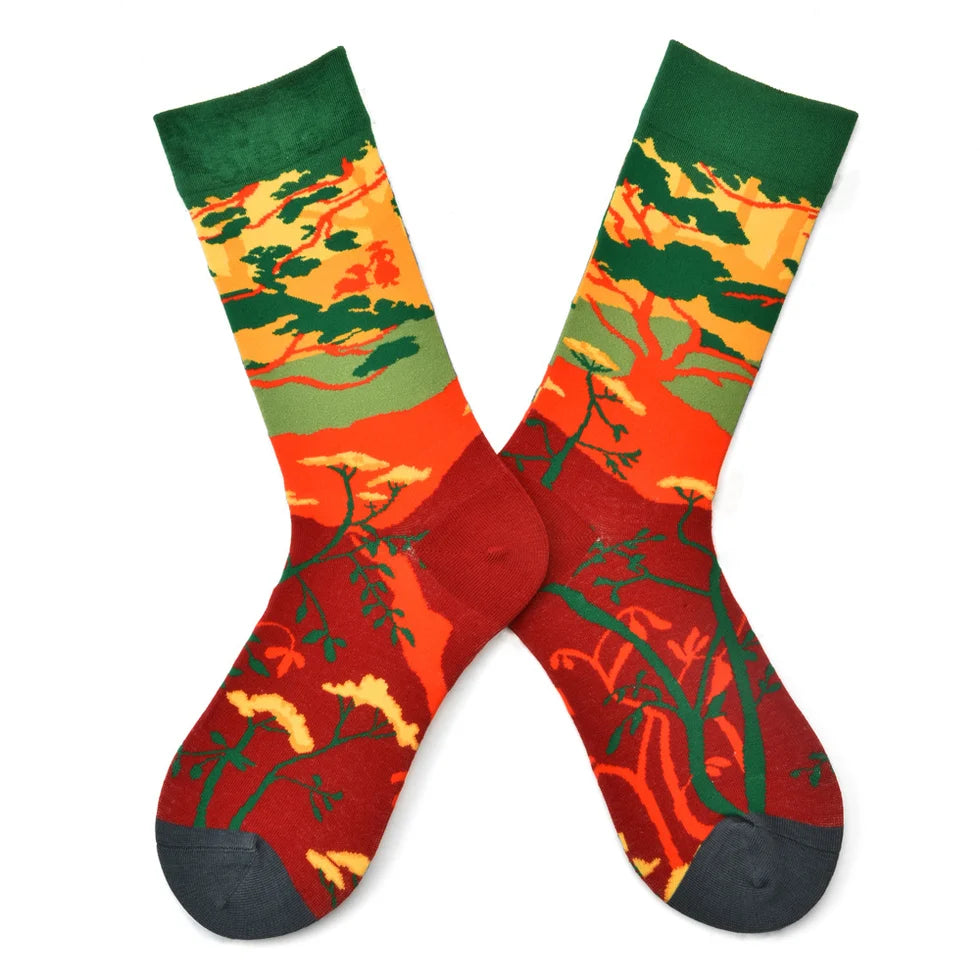 Women’s Parisian Still-Life Crew Socks – Vintage Painterly Cotton-Blend Socks