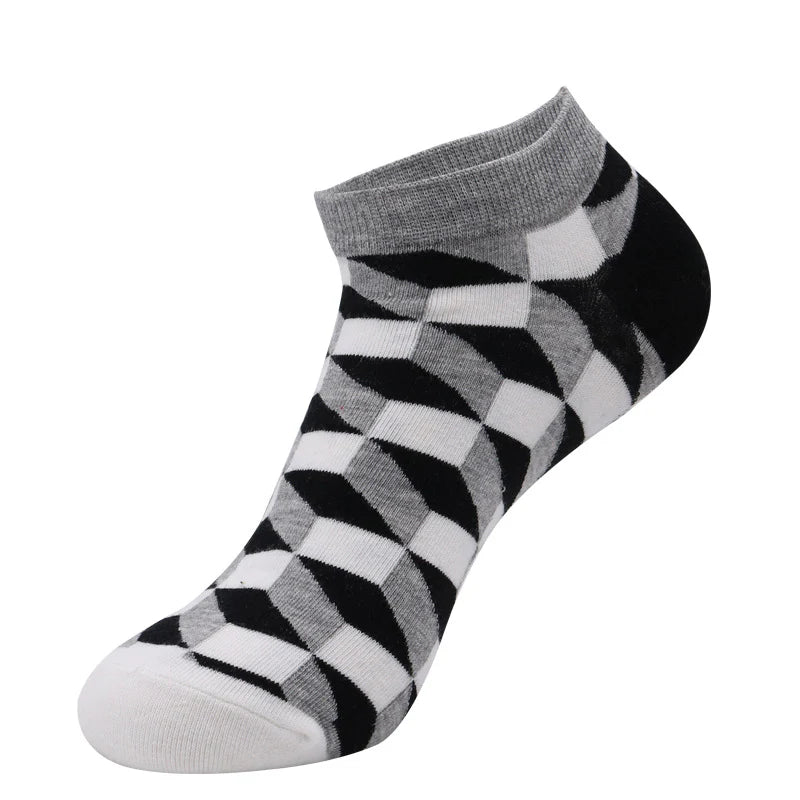 Unisex Playful Summer No-Show Socks – Fruit Animal Geometric Cotton Boat Socks