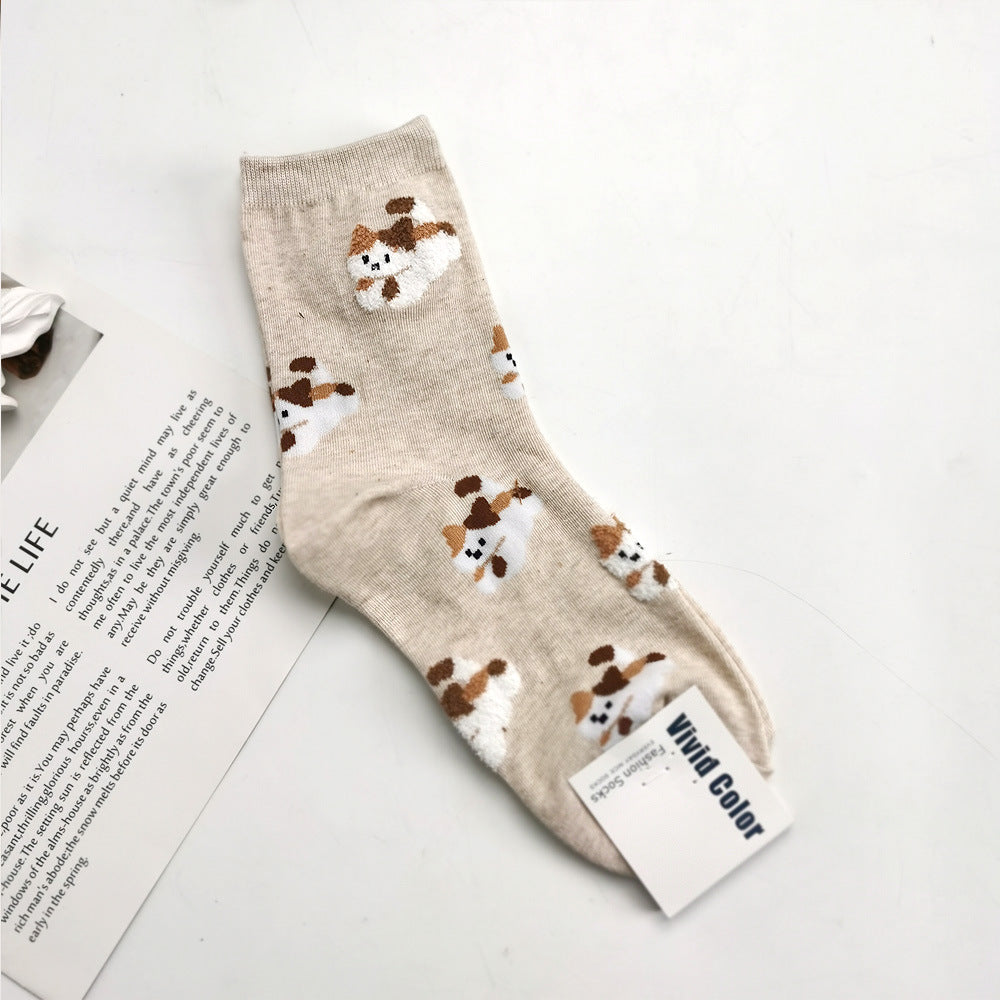 Women’s Campus Animal Crew Socks – Cute Moisture-Absorbing Cotton Socks