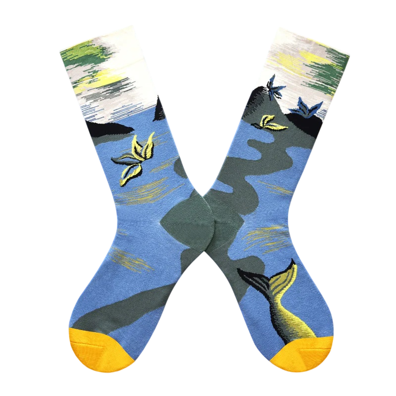 Women’s Meadow Leaf Long Socks – French Country Style Cool-Season Socks