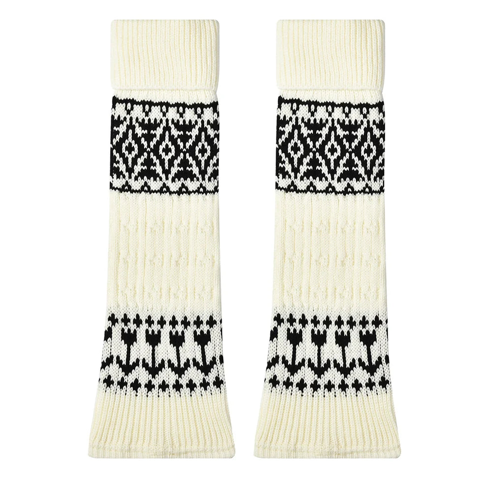 Women’s Nordic Heritage Boot Warmers – Cozy Patterned Mid-Calf Knit Covers