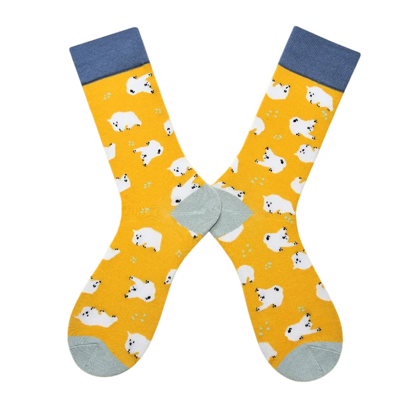 Women’s Cartoon Fruit High-Crew Socks – Playful Cotton-Blend Couple Socks